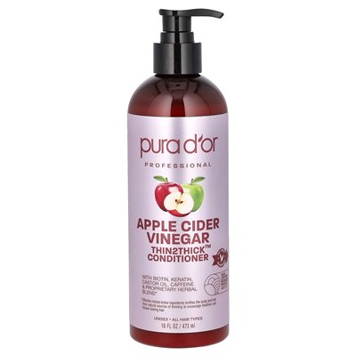 Pura d'Or, Jabłkowy Ocdr Ciend2Thick Conditioner, 16 Oz (473 ml)