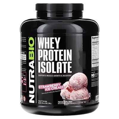 Nutrabio, izolat białka serwatki, lody truskawkowe, 5 funtów (2268 g)