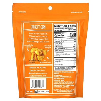 Made with vegan crispy corn, roasted and salted, 6 oz (170 g)