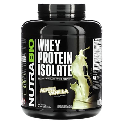 Nutrabio, izolat białka serwatki, alpejska wanilia, 5 funtów (2268 g) Nutrabio, izolat białka serwatki, alpejska wanilia, 5 funtów (2268 g)
