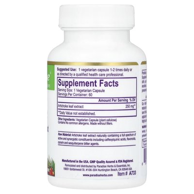 Herbs of Paradise, Artichoke, 60 Vegetarian Capsules