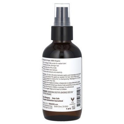 Pura d'Or, organiczny olej baobabowy, 4 fl oz (118 ml)