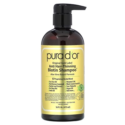 Pura d'Or, szampon biotyny przeciwłowłosierze, 16 fl oz (473 ml)