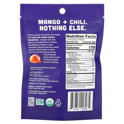 Mavuno Harvest, Organic Chewy Fruits, Mango + Chili, 1.94 oz (55 g)