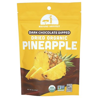 Mavuno Harvest, Organic Dried Pineapple, Dark Chocolate Dip, 3 oz (84 g)