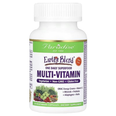 Paradise Herbs, Earth's Blend, Jedna Dziennie Superfood Multi-Witamina z Żelazem, 30 Wegetariańskich Kapsułek Paradise Herbs, Earth's Blend, Jedna Dziennie Superfood Multi-Witamina z Żelazem, 30 Wegetariańskich Kapsułek