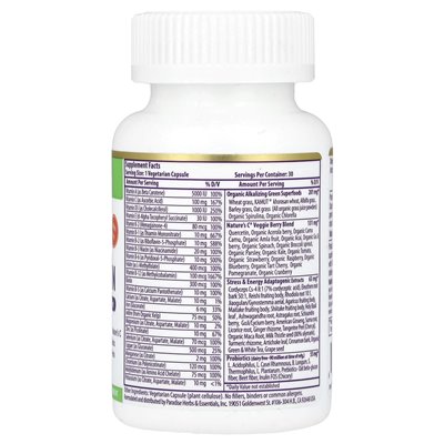 Paradise Herbs, Earth's Blend, Jedna Dziennie Superfood Multi-Witamina z Żelazem, 30 Wegetariańskich Kapsułek Paradise Herbs, Earth's Blend, Jedna Dziennie Superfood Multi-Witamina z Żelazem, 30 Wegetariańskich Kapsułek