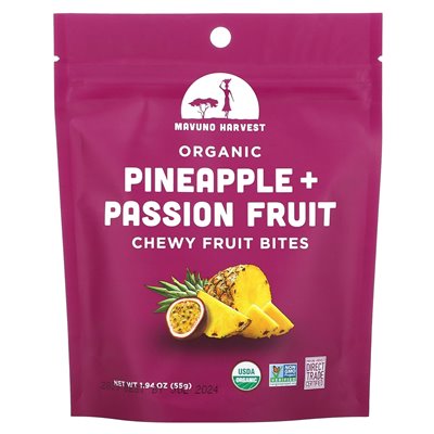 Mavuno Harvest, Organic Chewy Fruit Bites, Pineapple + Passion Fruit, 1.94 oz (55 g)
