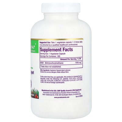 Heavenly Herbs, Optimsm ™, MSM, 1000 mg, 180 Vegetarian Capsules