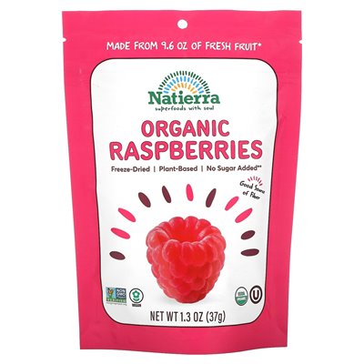 Natierra, Bio-gefriergetrocknete Himbeeren, 1,3 oz (37 g)