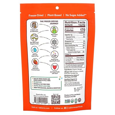 Natierra, gefriergetrocknete Bio-Mango, 1,5 oz (43 g)