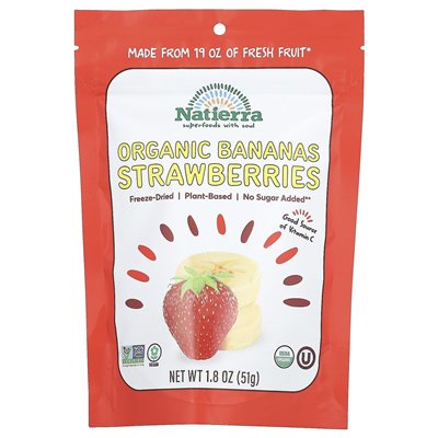 Natierra, gefriergetrocknete Bio-Bananen und -Erdbeeren, 1,8 oz (51 g)
