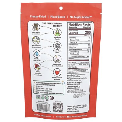 Natierra, gefriergetrocknete Bio-Bananen und -Erdbeeren, 1,8 oz (51 g)