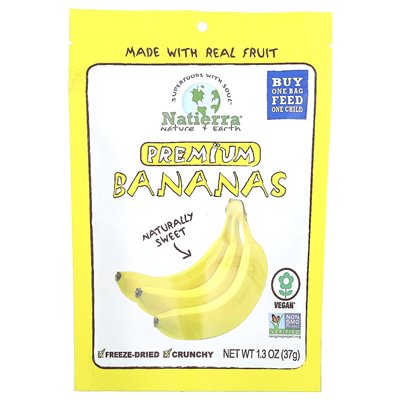 Natierra Premium Dried Bananas, 1.3 oz (37 g)
