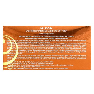Mizon, Snail Repair Intensive Gold Eye Gel, 60 łatek, 1,4 g każdego Mizon, Snail Repair Intensive Gold Eye Gel, 60 łatek, 1,4 g każdego