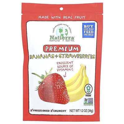 Natierra, Premium Dried Bananas + Strawberries, 1.2 oz (34 g)