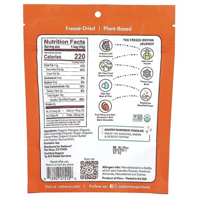 Natierra, gefriergetrocknete Bio-Schokolade-Mango, 1,5 oz (43 g)
