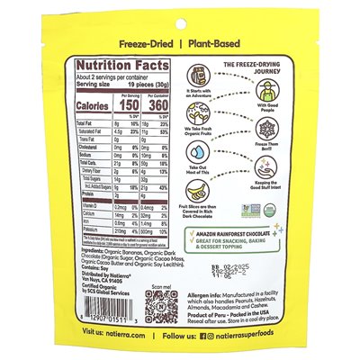 Natierra, Bio-Schokoladenbanane, gefriergetrocknet, 2,5 oz (71 g)
