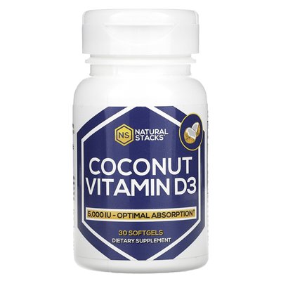Natural Stacks, Kokosnuss-Vitamin D3, 5000 IE, 30 Soft