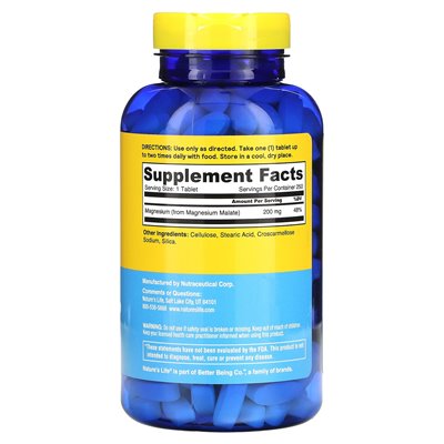 Życie natury, odnawianie magnezu Malate, 200 mg, 250 tabletek Życie natury, odnawianie magnezu Malate, 200 mg, 250 tabletek