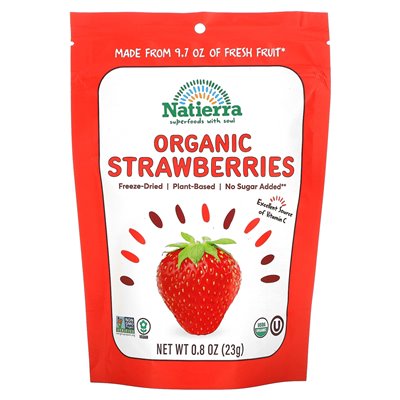 Natierra, organiczne suszone truskawki, 0,8 uncji (23 g)