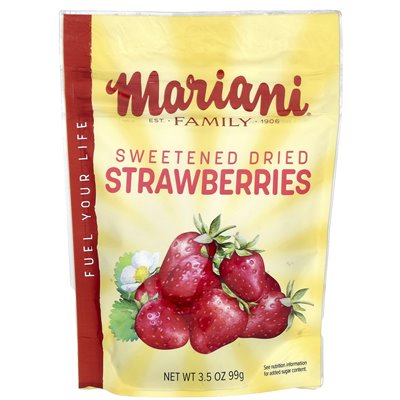 Suszone owoce Mariani, słodzone suszone truskawki, 3,5 uncji (99 g) Suszone owoce Mariani, słodzone suszone truskawki, 3,5 uncji (99 g)