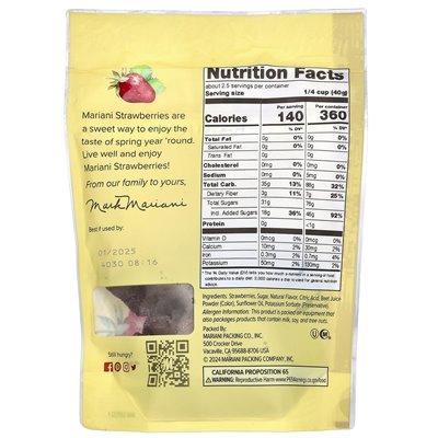 Suszone owoce Mariani, słodzone suszone truskawki, 3,5 uncji (99 g) Suszone owoce Mariani, słodzone suszone truskawki, 3,5 uncji (99 g)