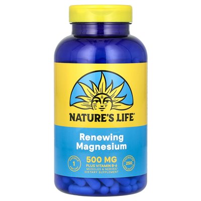Życie natury, odnawianie magnezu, 500 mg, 250 kapsułek Życie natury, odnawianie magnezu, 500 mg, 250 kapsułek
