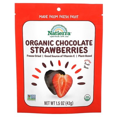 Natierra, organiczne liofilizowane truskawki czekoladowe, 1,5 uncji (43 g)
