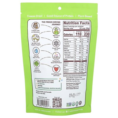 Natierra, gefriergetrocknete Bio-Erbsen, 2,2 oz (62 g)