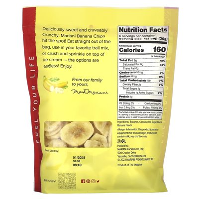 Mariani Trockenfrüchte, Bananenchips, 6 oz (170 g)