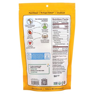 Natierra, getrocknete Bio-Mangobacken, 8 oz (227 g)