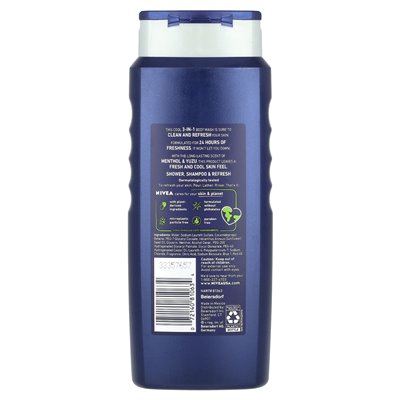 Nivea, mężczyźni, chłodne mycie ciała, Menthol i Yuzu, 16,9 Fl Oz (500 ml)