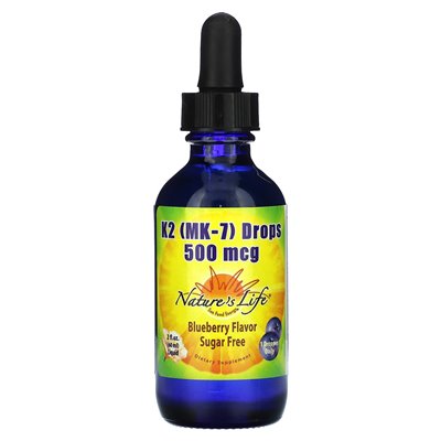 Nature's Life, K2 (MK-7) Tropfen, Blaubeere, 500 Mcg, 2 Fl Oz (60 ml)