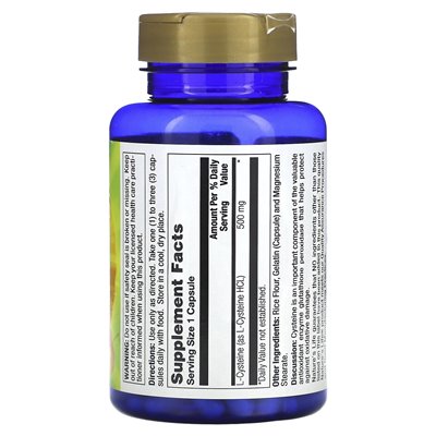Nature's Life, L-Cysteine, 500 mg, 100 kapsułek