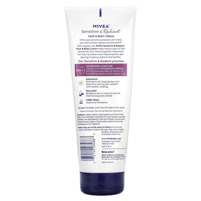 Nivea, Sensitive & Radiance Gesichts- und Körpercreme mit pflegendem Serum, 6,8 oz (192 g)