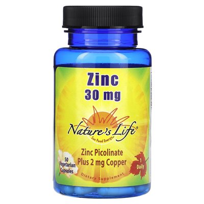 Życie natury, cynk, 30 mg, 50 kapsułek wegetariańskich