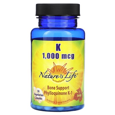 Życie natury, witamina K, 1000 mcg, 50 kapsułek wegetariańskich