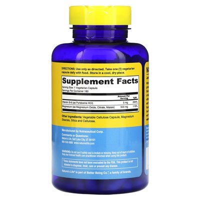 Życie natury, odnawianie magnezu, 500 mg, 180 Vegcaps