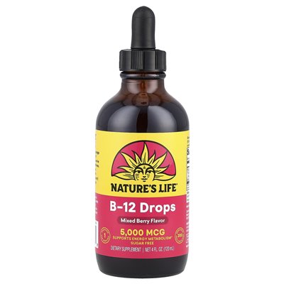 Nature's Life, B-12 Drops, Mixed Berry, 5000 mcg, 4 fl oz (120 ml)