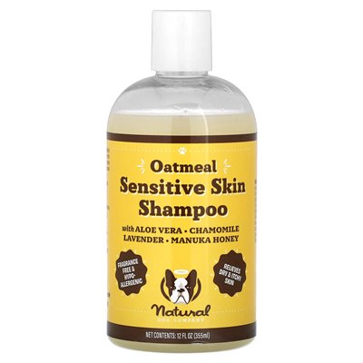 Natural Dog Company, wrażliwy na płatki owsiane szampon skóry, dla psów, bez zapachu, 12 Oz (355 ml)