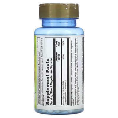 Nature's Life, Witamina D-2, 50 mcg (2000 IU), 90 kapsułek wegetariańskich