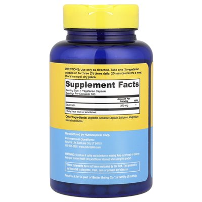 Nature's Life, Kwercetyna, 400 mg, 100 Wegetariańskich Kapsułek