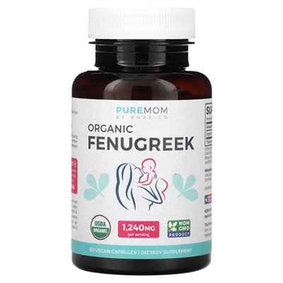 Pure Co., Pure Mom, organiczna kozieradka, 1240 mg, 60 kapsułek wegańskich (620 mg na kapsułkę) (620 mg na kapsułkę wegańską)