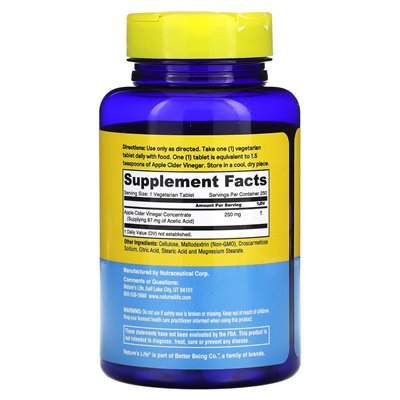 Nature's Life, Apple Cider Ocet, 250 mg, 250 tabletek Nature's Life, Apple Cider Ocet, 250 mg, 250 tabletek