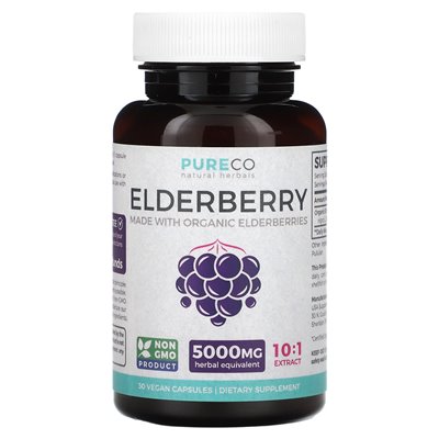 Pure Co., Elderberry, 5000 mg, 30 vegan capsules