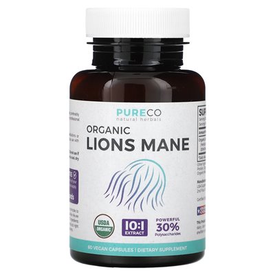 Pure Co., Organic Lions Mane, 60 Vegan Capsules