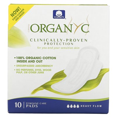 Organic, organiczne podkładki bawełniane, ciężki przepływ, 10 podkładek