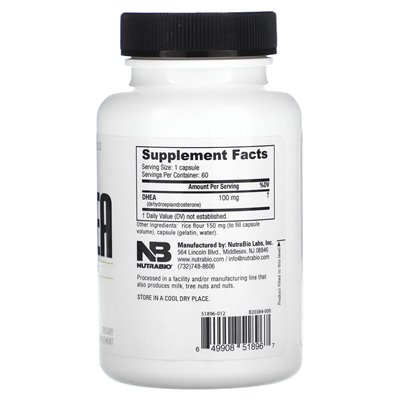 Nutrabio, Dhea, 100 mg, 60 kapsułek