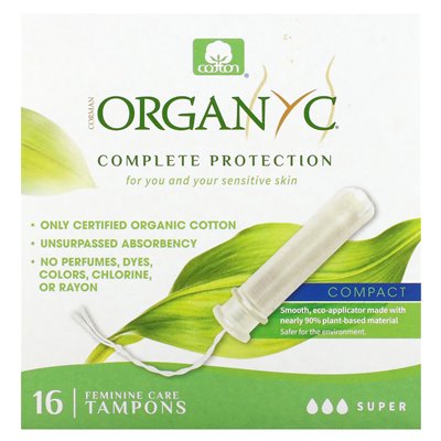 Organyc, Organic Tampony, Kompletny, Super, 16 Tamponów